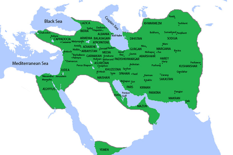 نقشه ایران اواخر دوره ساسانی