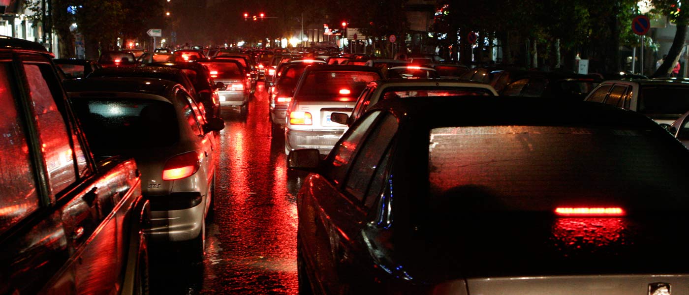 نقشه ترافیک شدید تهران در اثر بارش