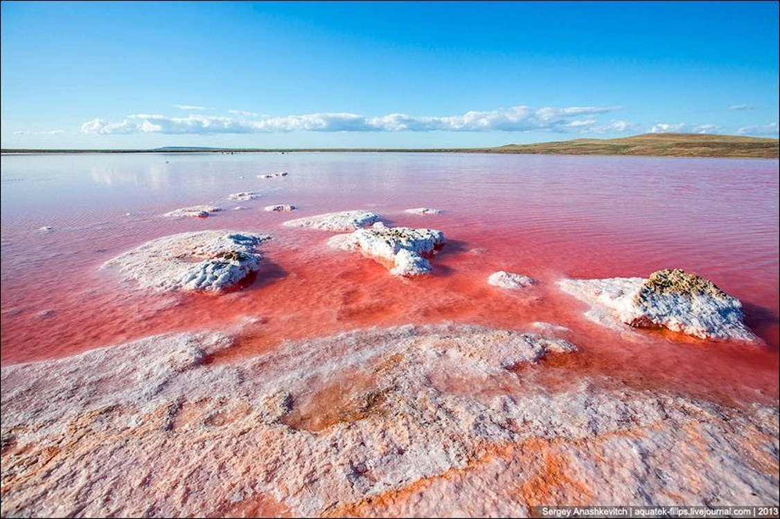 Красное соленое озеро в Крыму