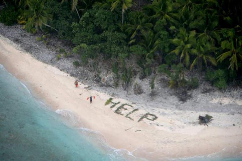  نجات سه مرد گم‌ شده‌ با نوشتن کلمه «HELP» (کمک) در ساحل اقیانوس آرام
