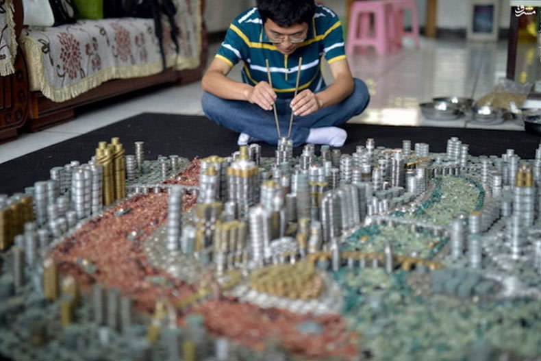 ساخت شهری از سکه توسط هنرمند چینی