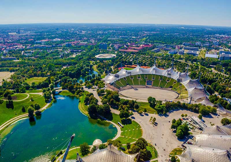 عکس هوایی از پارک المپیک مونیخ