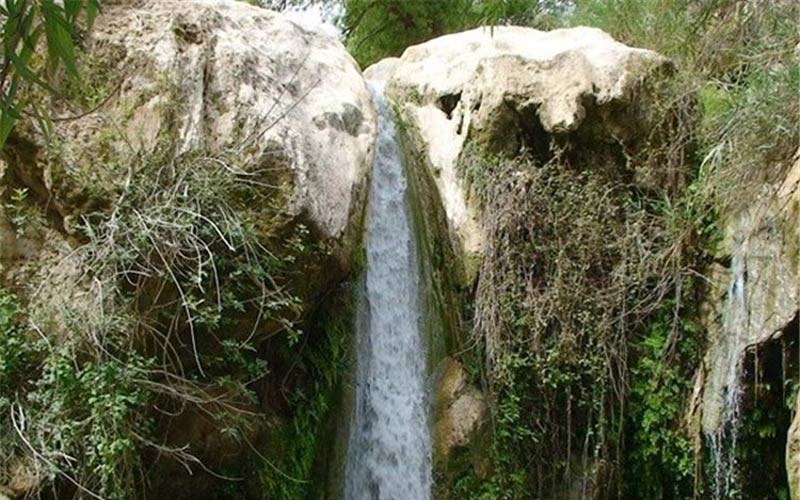 آبشار گنج بنار در میان پوشش گیاهی غنی