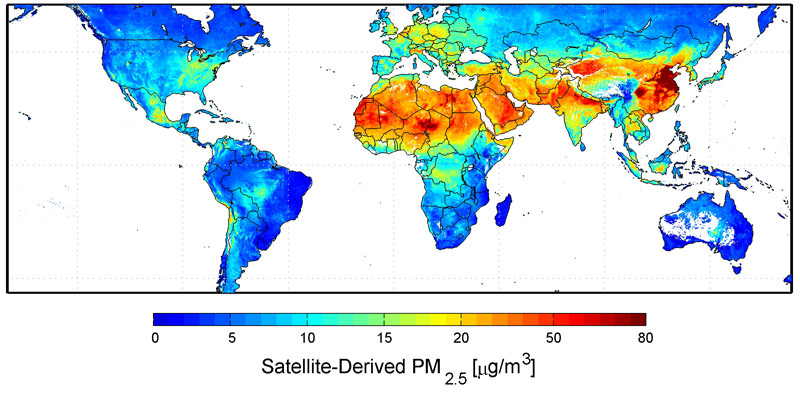 نقشه آلودگی هوای جهان