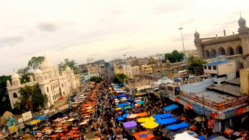 عکس هوایی از بازاری در هند در ماه رمضان