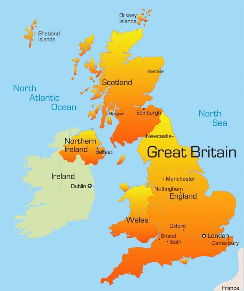 نقشه پادشاهی متحد بریتانیای کبیر