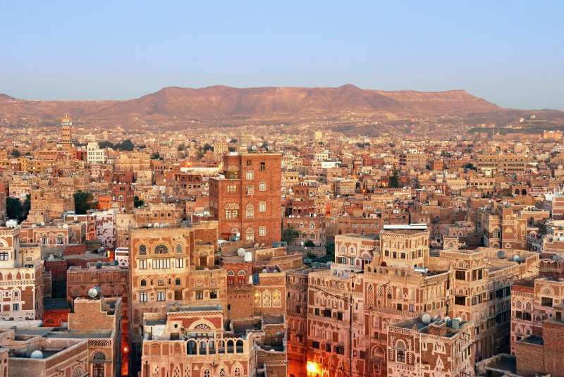 ساختمان های قدیمی در منطقه تاریخی صنعا پایتخت یمن 