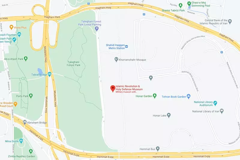 نقشه موزه دفاع مقدس تهران