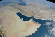 تصویر هوایی از تنگه هرمز و خلیج فارس در جنوب ایران