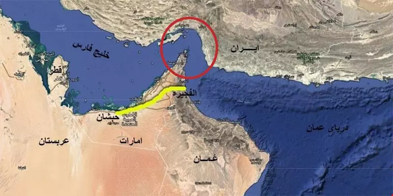 محل دقیق تنگه هرمز در جنوب نقشه ایران
