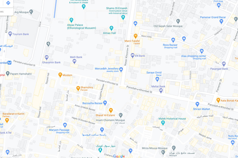 نقشه خیابان پانزده خرداد