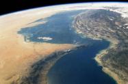 تصویر هوایی ماهواره ای از خلیج فارس و تنگه هرمز و دریای عمان