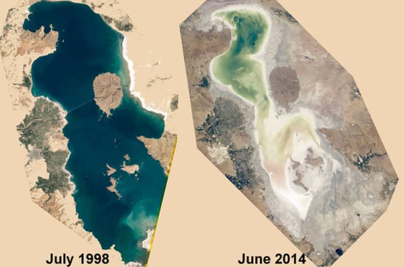 قبل و بعد دریاچه ارومیه