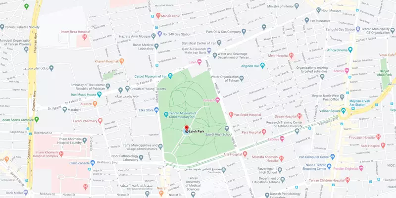 موقعیت پارک لاله روی نقشه گوگل مپ