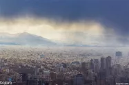 منظره تهران مه گرفته از بام تهران