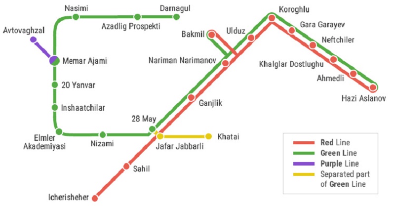 نقشه متروی باکو