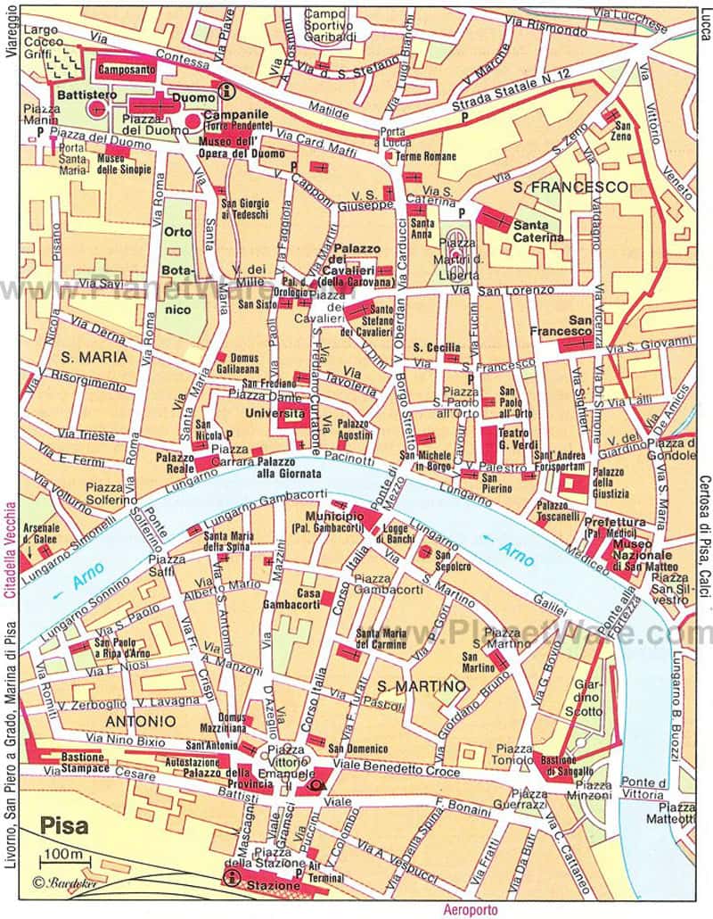 نقشه تاریخی شهر پیزا