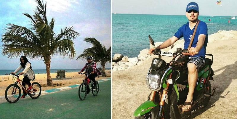 دوچرخه سواری و موتور سواری در ساحل کیش