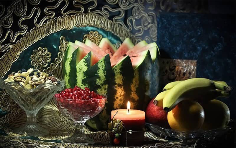 Yalda beautiful table with red fruits