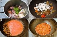 مراحل اول طبخ کراهی گوشت