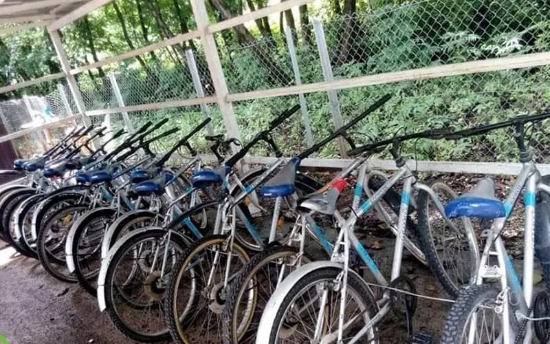 چندین دوچرخه در پیست دوچرخه سواری نمک آبرود