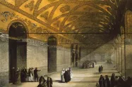 فضای داخلی مسجد ایاصوفیه در ایام قدیم