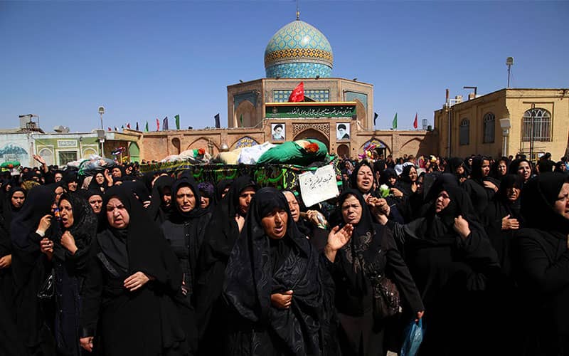تشییع جنازه نمادین در امامزاده قزوین