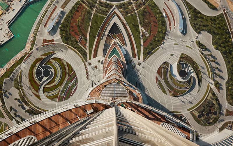تصویر هوایی از برج خلیفه به شکل گل