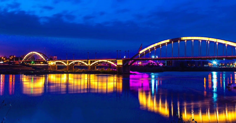 پل سفید اهواز در شب
