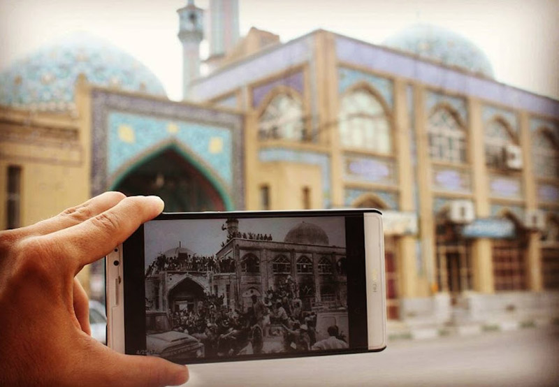 تصویری قدیمی در مقابل مسجد جامع خرمشهر امروزی