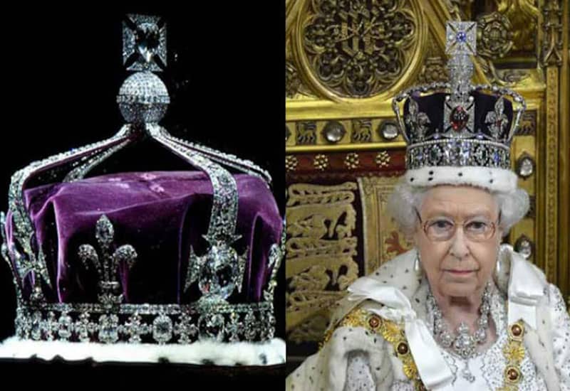 ملکه انگلیس با تاجی بر سر