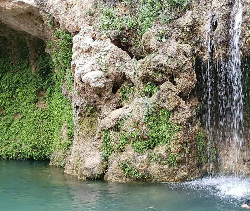 صخره های خز گرفته تنگه نازی در مسیر آبشار بی بی سیدان