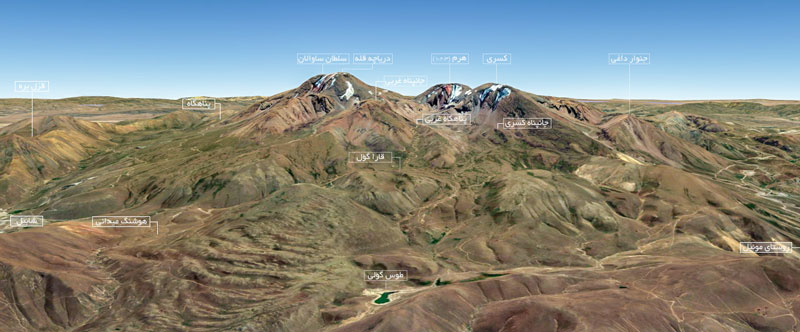 نقشه مسیر صعود به قله سبلان