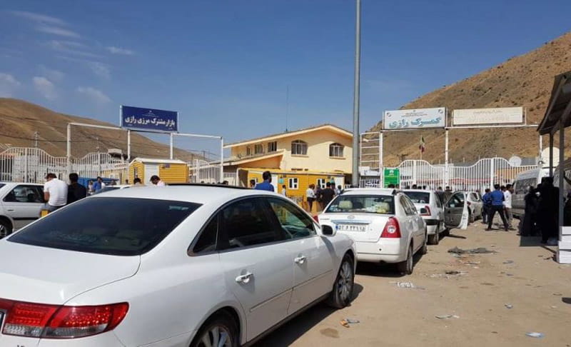 صف ماشین ها در مرز ایران با پلاک های ترانزیت