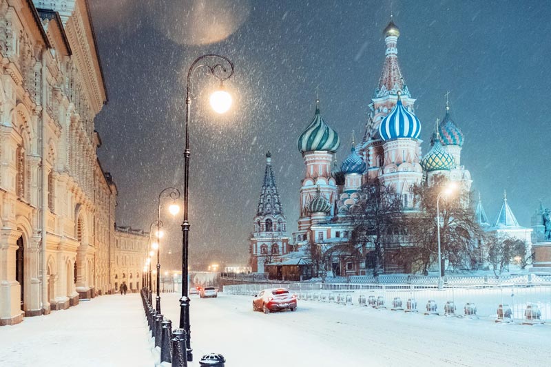 بارش برف در روسیه