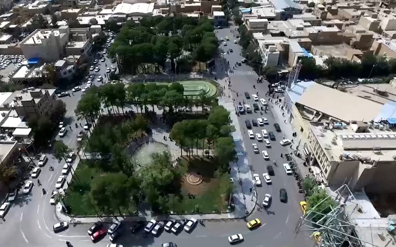 عکس هوایی از میدان امام خمینی نجف آباد