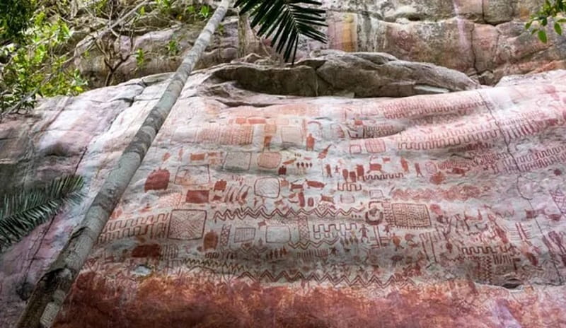 دیوار نقاشی‌شده در جنگل آمازون