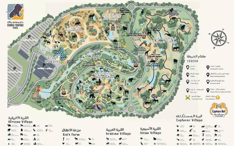 نقشه بخش های مختلف سافاری پارک دبی
