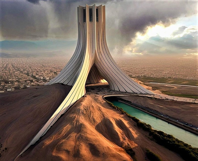 طراحی برج آزادی در میان کوه ها