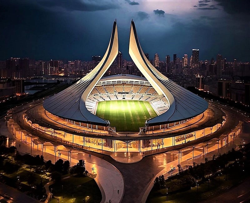 تجسم برج آزادی به شکل استادیوم فوتبال