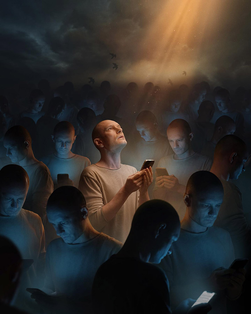 غرق شدن جامعه جهانی در دنیای مجازی؛ اثر Stas Novikov 