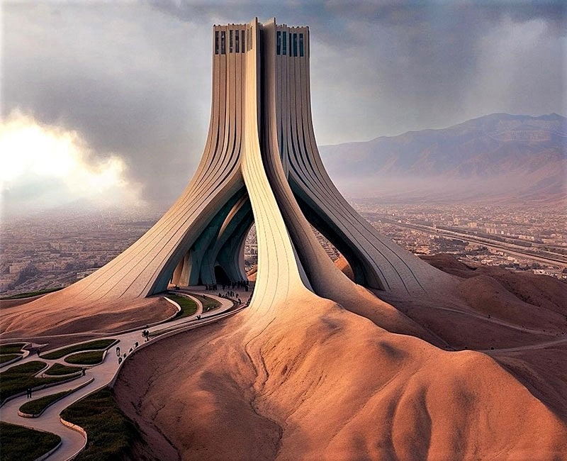 برج آزادی در میان کوه ها