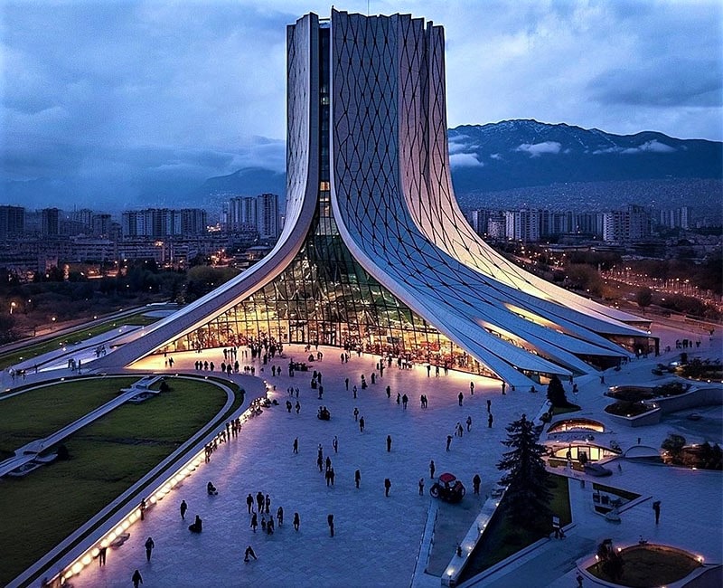 طراحی برج آزادی در شب