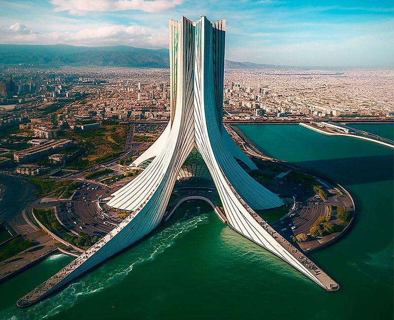 تصویرسازی سازه ای مشابه برج آزادی در دریا