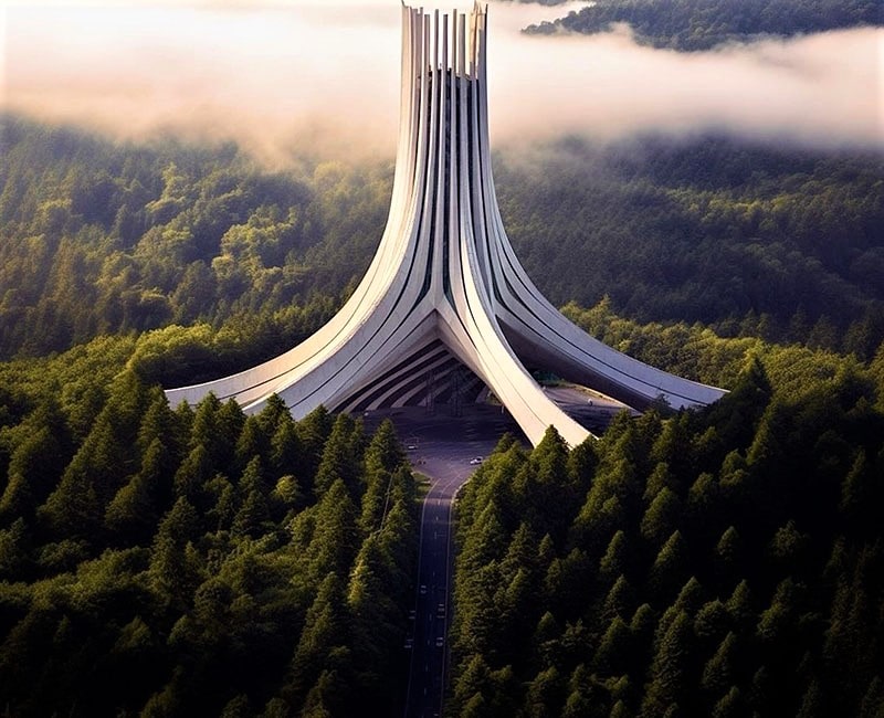 سازه ای مشابه برج آزادی در جنگل‌های شمال