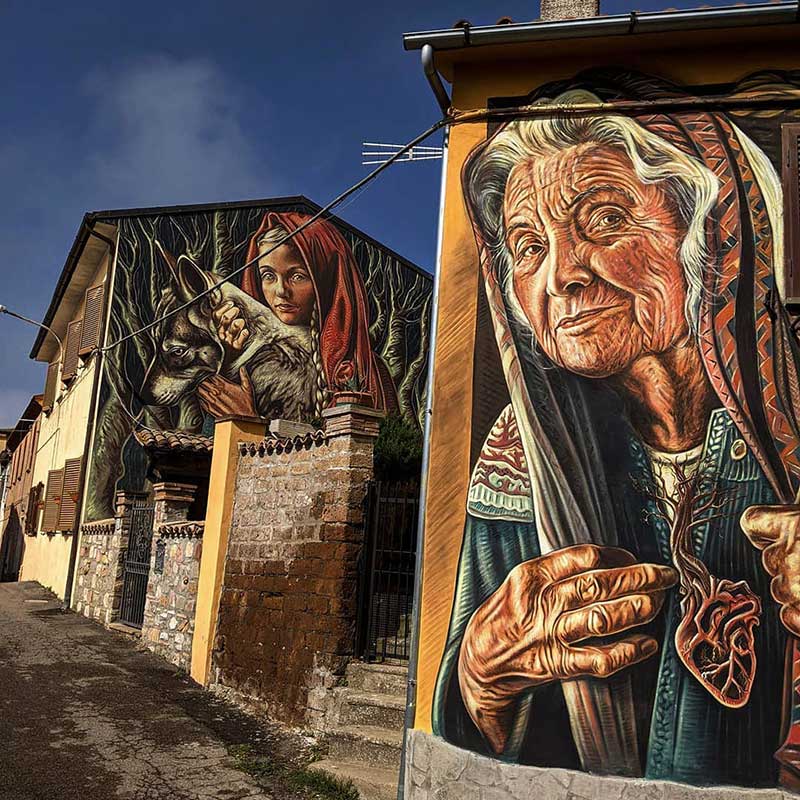 نقاشی پیر زن و دخترک از نمای نزدیک؛ اثر Vera Bugati