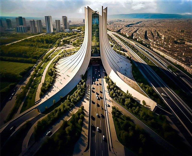 طراحی برج آزادی در فضای سبز شهر تهران