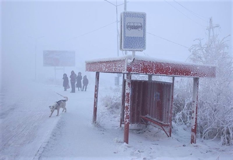 بوران و برف در اویمیاکن روسیه