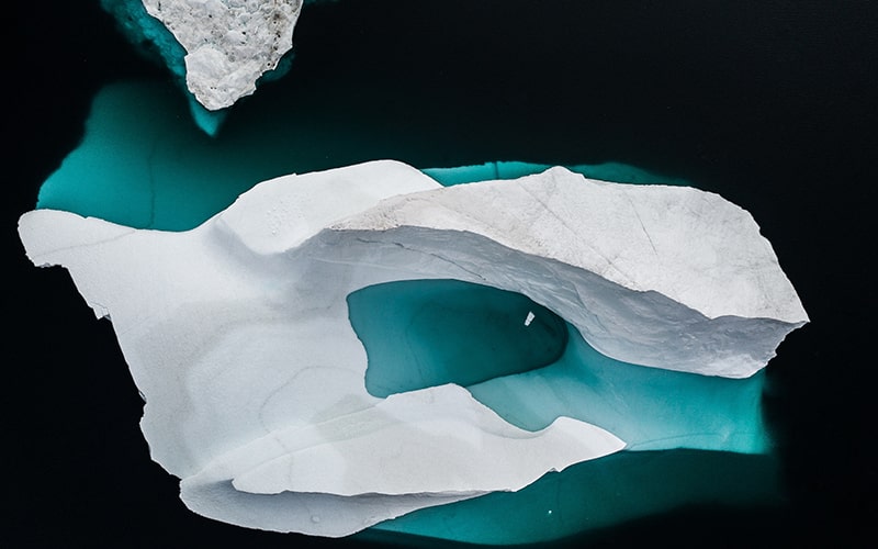 عکس هوایی از توده یخ در گرینلند
