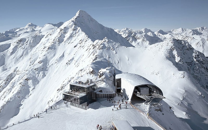 عکس هوایی از ساختمان رستوران آیس کیو در اتریش، منبع عکس: iceq.at، عکاس: ناشناس